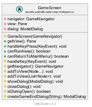 GameScreen 的 UML 类图